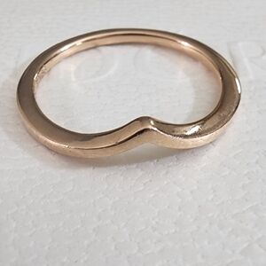 Polished Wishbone Ring 14k rose gold plating Size 54 US 7
